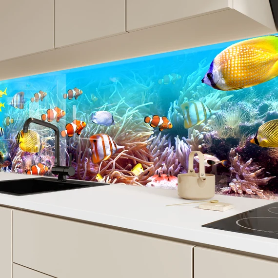 kính ốp bếp 3D họa tiết biển cả