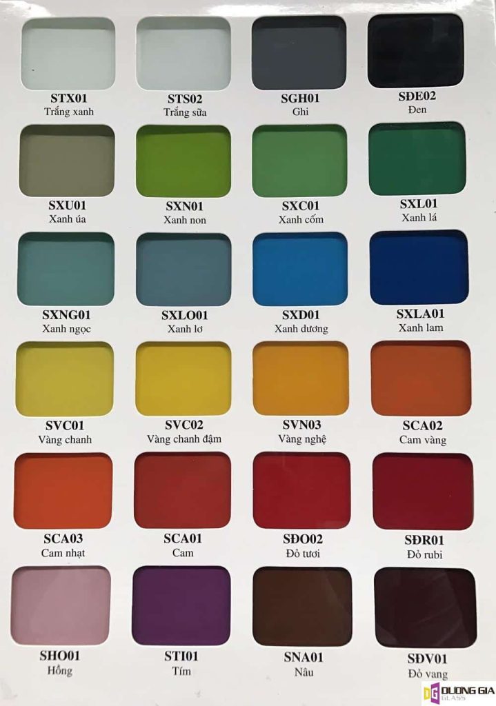 Bảng tổng hợp tất cả màu sắc của kính ốp bếp